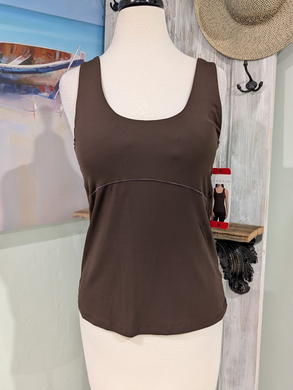 NWT Danskin Espresso Brown Scoop Neck Athletic Tank